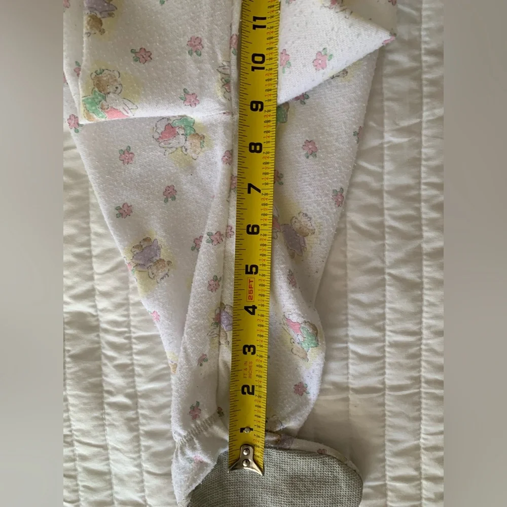 Vintage Carter's Pajama Set Girls 18-24M White Top Pants Snap Waist Bunny Flower
